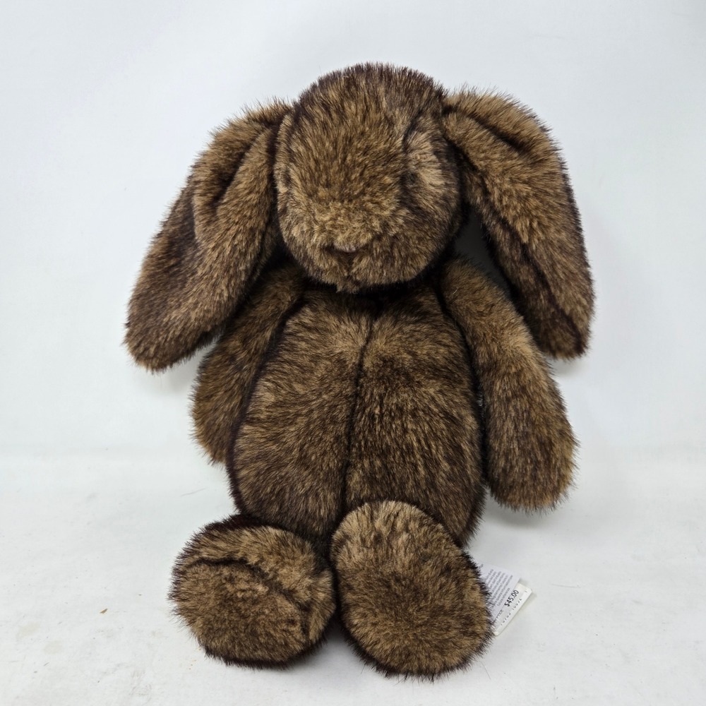 Jellycat‎ Hoppleston Luxe Bunny Brown Faux Fur Plush Stuffed Animal NWT